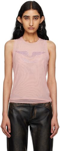 Blumarine Pink Crystal-Cut Tank Top