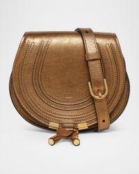 Marcie Small Saddle Crossbody Bag in Metallic Leather