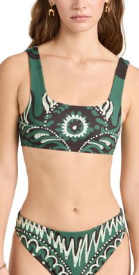 Sea Charlough Print Bikini Top Green XXS