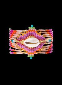 Hipanema - Bracelet manchette multiliens avec fermoir aimanté - Taille L - Rose
