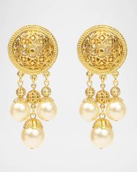 Pearly Dangle Clip Earrings