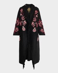 Chelli Fringed Floral-Embroidered Coat