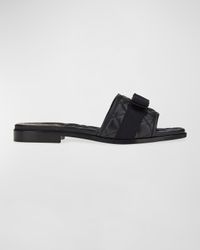 Quilted Lambskin Bow Flat Sandals
