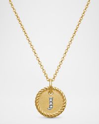 Cable Collectibles Initial Pendant Necklace with Diamonds in 18K Gold, 10mm, 16-18"L