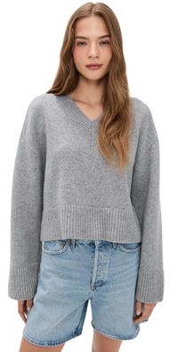 Citizens of Humanity Gazette Puzzle V Neck Sweater Heather Grey L