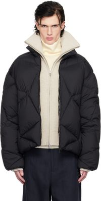 Moncler Black Vardar Graphic-Quilted Short Down Jacket