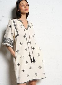 See U Soon - Robe courte brodée manches courtes - Taille 3 - Blanc