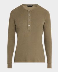 Men's Ribbed Henley Long-Sleeve T-Shirt