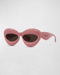 Inflated Pink Acetate Cat-Eye Sunglasses