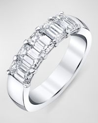 Platinum 5 Stone Band with Emerald Cut Diamonds, 2.50ct