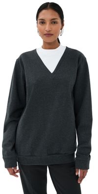 Tibi Perfect T-Shirt Trompe L'oeil Top Grey Multi L