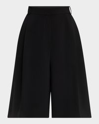Pleated Tech Cady Wide-Leg Bermuda Shorts