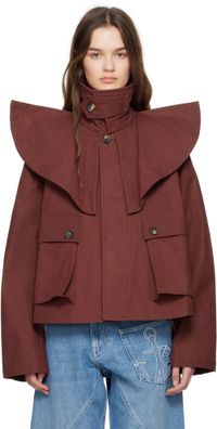 JW Anderson Burgundy Oversized Collar Trench Jacket
