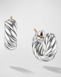 Sculpted Cable Hoop Earrings in Silver, 5.4mm, 0.5"L