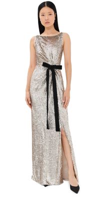 SIMKHAI Felicity Gown with Bow Tie Gold Multi 2