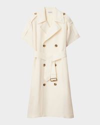 Short-Sleeve Belted Trench Dress