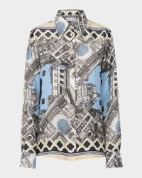 Brooks Scarf-Print Silk Twill Shirt