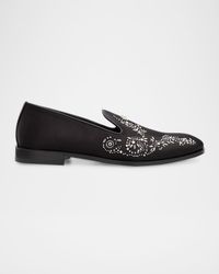 Men's Medusa Strass Satin Slippers