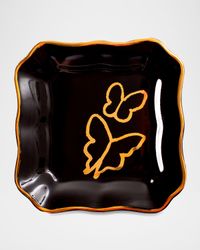 Butterfly Portrait Plate with Gold Rim - Black