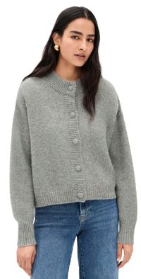 FRAME The Cashmere Fleck Cardigan Silver S