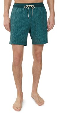 Fair Harbor The Bayberry Swim Trunks 7 Green Waves M