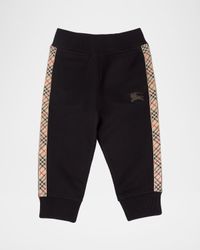 Boy's Check-Trim Cotton Jogging Pants, Size 6M-2