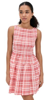 Hill House Home The Cosima Mini Nap Dress Watercolor Gingham/Cherry M