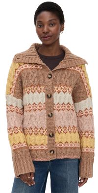 Faherty Highland Fairisle Cardigan Lakeside Fair Isle Haze S