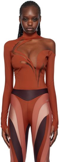 Mugler Tan Swirly Bodysuit