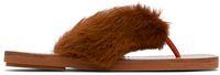 Dries Van Noten Tan Calf-Hair Flip Flops
