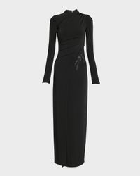 Jersey Column Gown with Beaded Floral Hip Detail