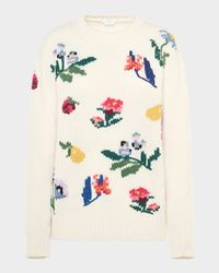 Dalia Embroidered Crewneck Cashmere Sweater