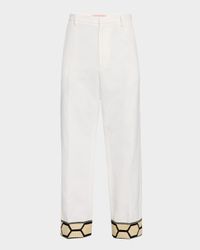 Men's Canvas Pants with Jacquard Cuffs