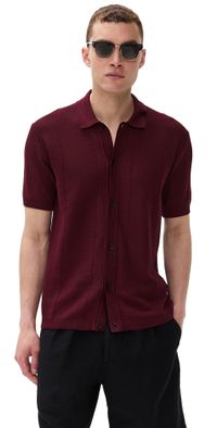 Orlebar Brown Tiernan Knit Button Down Polo Damson S