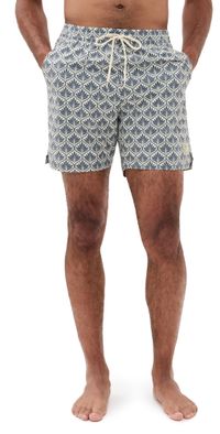 Marine Layer Lined Sport & Swim Shorts 6 India Ink Agave Print S