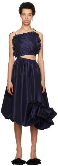 Kika Vargas SSENSE Exclusive Navy Ramya Midi Dress