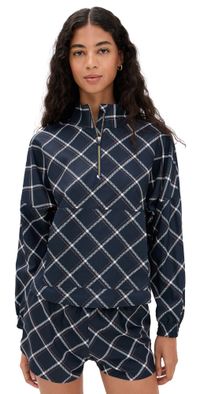 Rhone Mirage Printed Anorak Jacket Navy Blue Windowpane XL