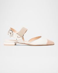 Bicolor Cap-Toe Slingback Flats