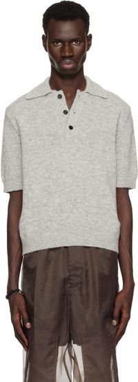 Dries Van Noten Gray Alpaca Wool Polo