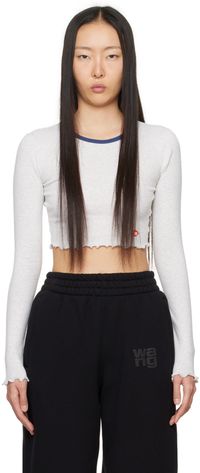 alexanderwang.t Gray Cropped Long Sleeve T-Shirt