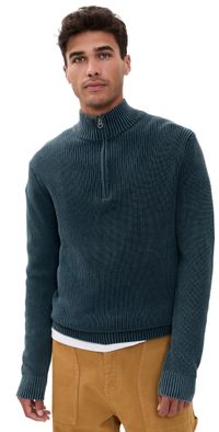 Faherty Sunwashed Quarter Zip Sweater Blue Nights L