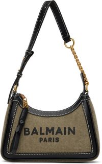 Balmain Khaki & Black B-Army Canvas Bag