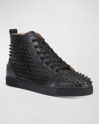 Men's Louis Mid-Top Spiked Leather Sneakers