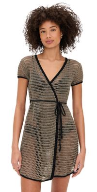 STAUD Spritz Dress THYME/BLACK L