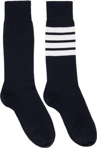 Thom Browne Navy Lightweight Cotton 4-Bar Socks