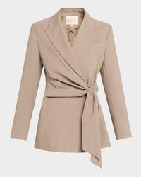 Wrap-Front Stretch Wool Blazer