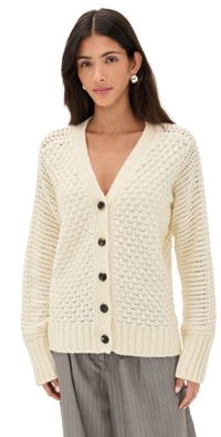 La Ligne Textured Stitch Cardigan Cream/White S