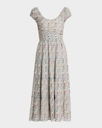 Marchella Printed Short-Sleeve Midi Dress