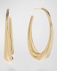 14K Yellow Gold Graduating Oval Hoop Earrings