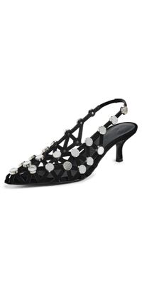 The Attico Grid Slingback Pumps 50mm Black 35